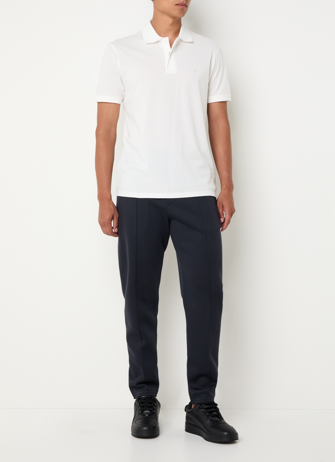 Armani Regular fit polo met logo - voorkant 3 gebroken wit