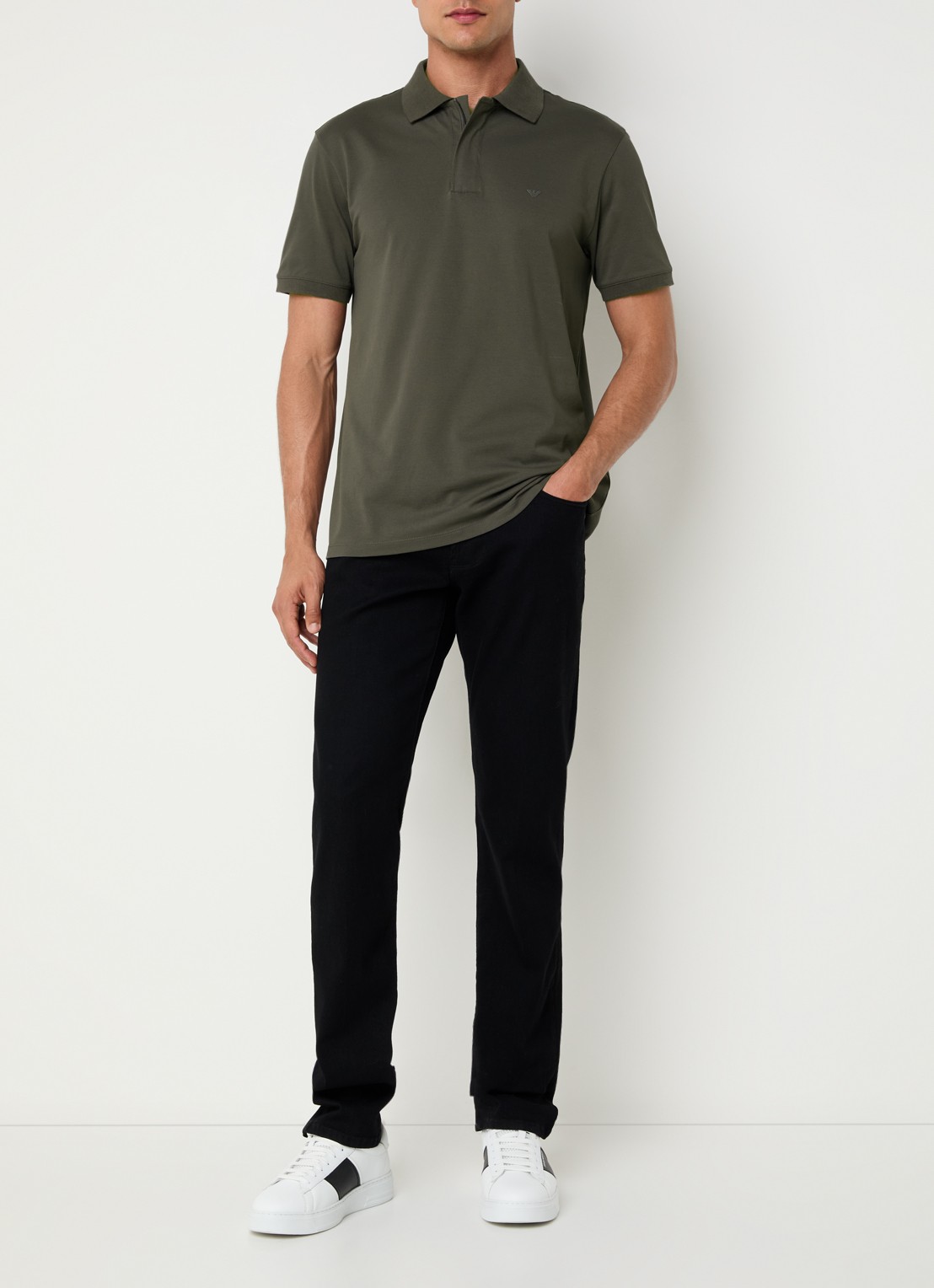 Armani Regular fit polo met logo - voorkant 4 bronsgroen