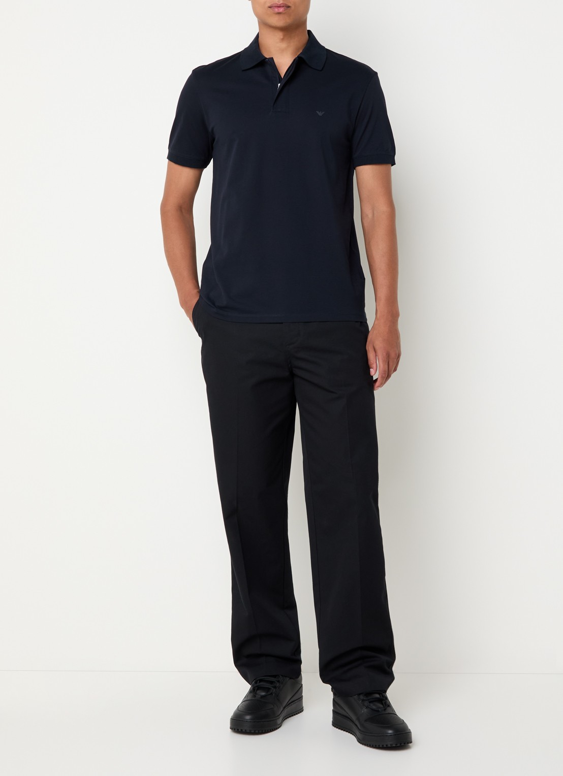 Armani Regular fit polo met logo - voorkant 3 donkerblauw