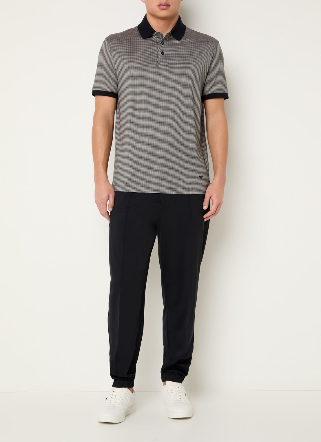 Armani Regular fit polo met logo - voorkant 3 donkerblauw