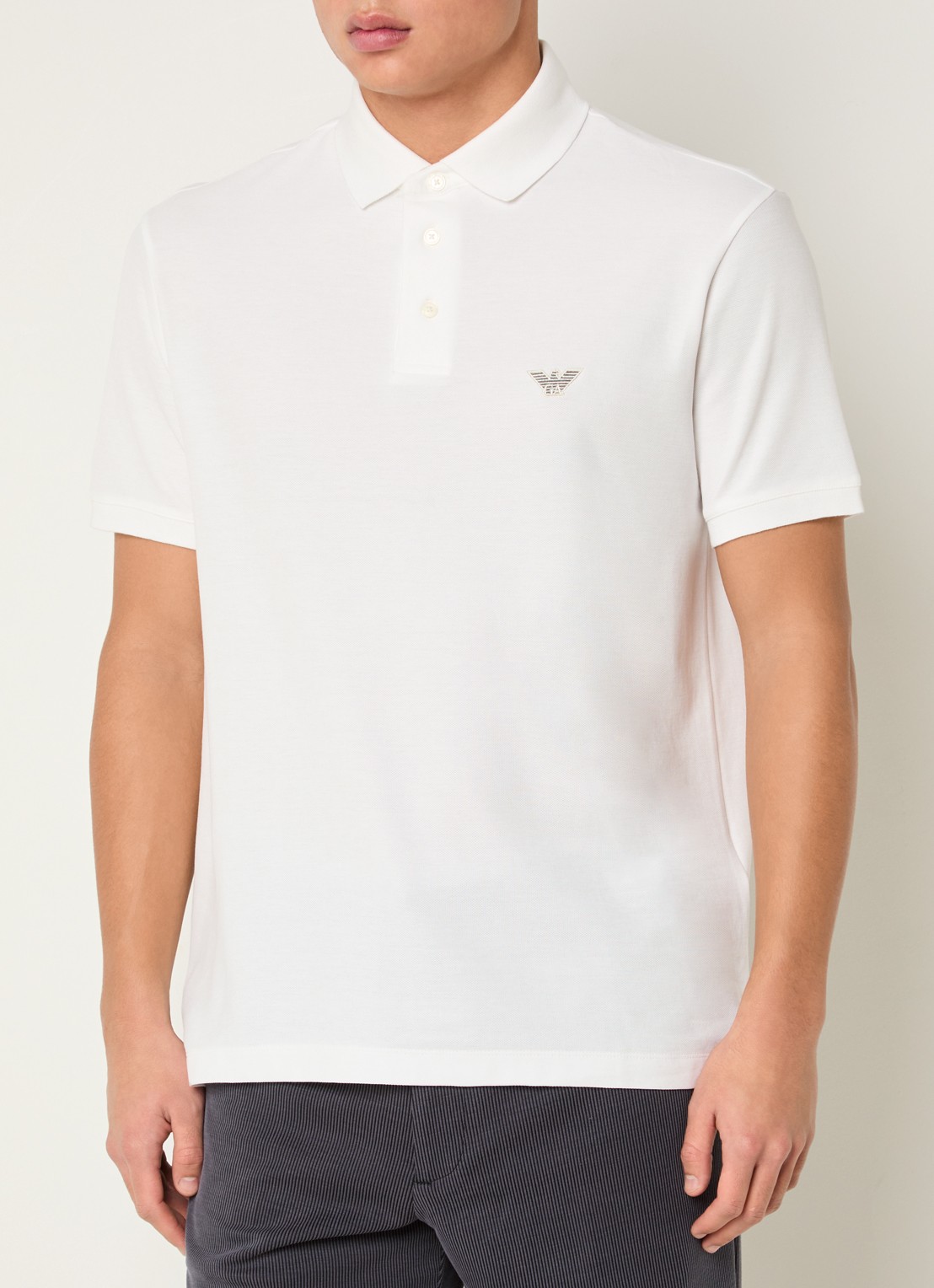 Armani Regular fit polo met logo - detail 4 wit