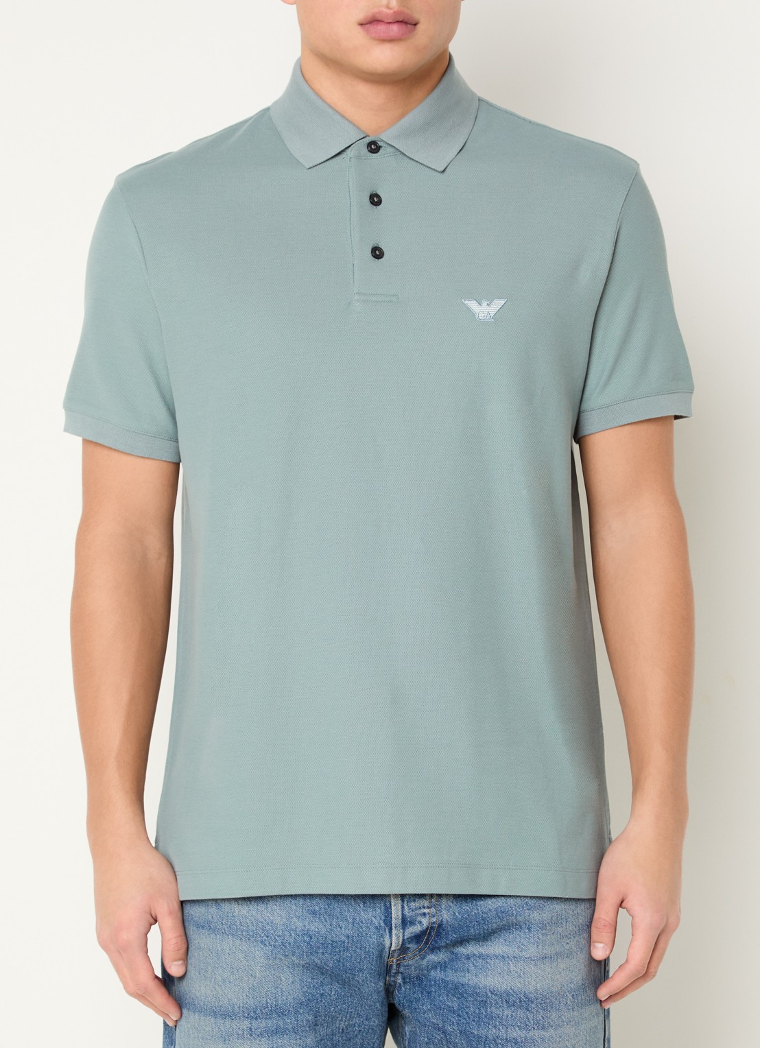 Armani Regular fit polo met logo - detail 4 blauwgrijs