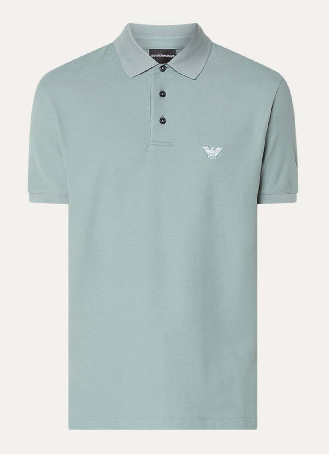 Armani Regular fit polo met logo - voorkant 2 blauwgrijs