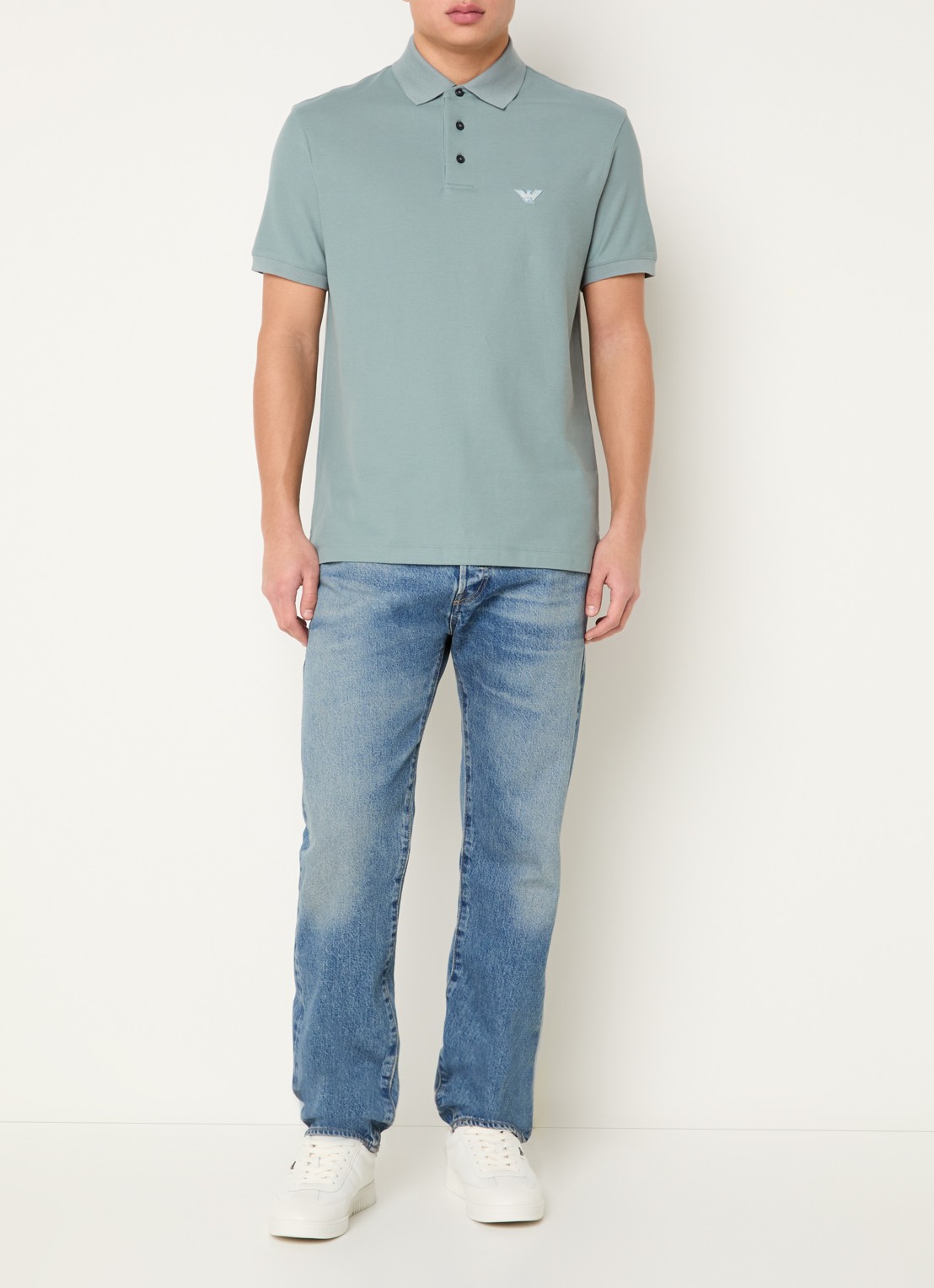 Armani Regular fit polo met logo - voorkant 3 blauwgrijs