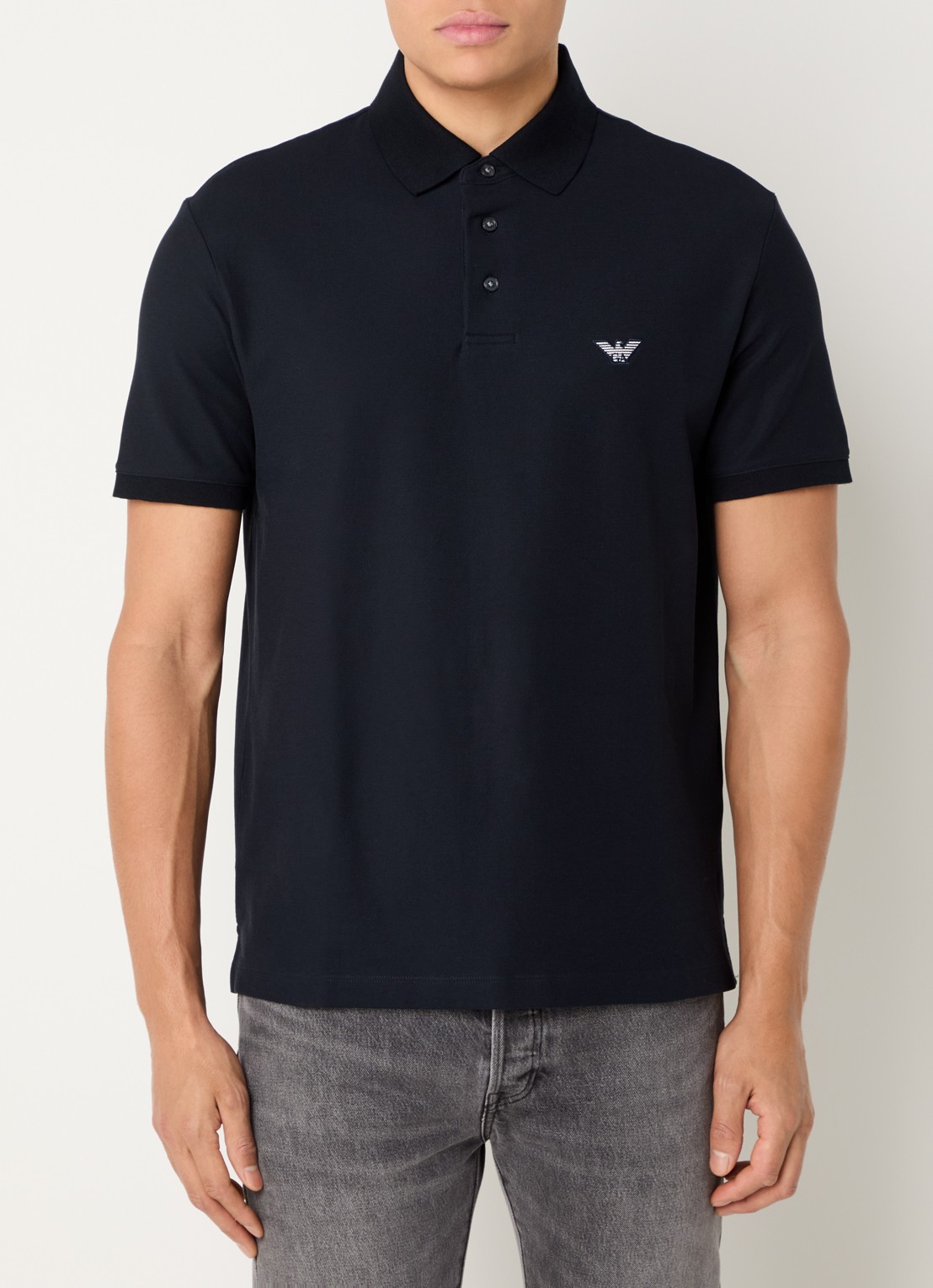 Armani Regular fit polo met logo - detail 4 blauw