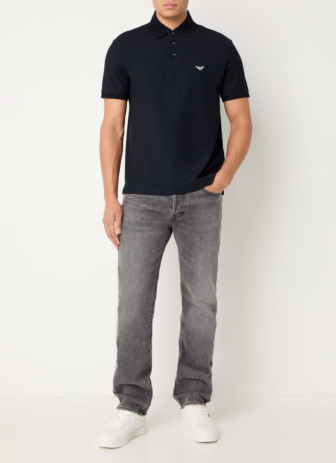 Armani Regular fit polo met logo - voorkant 2 blauw