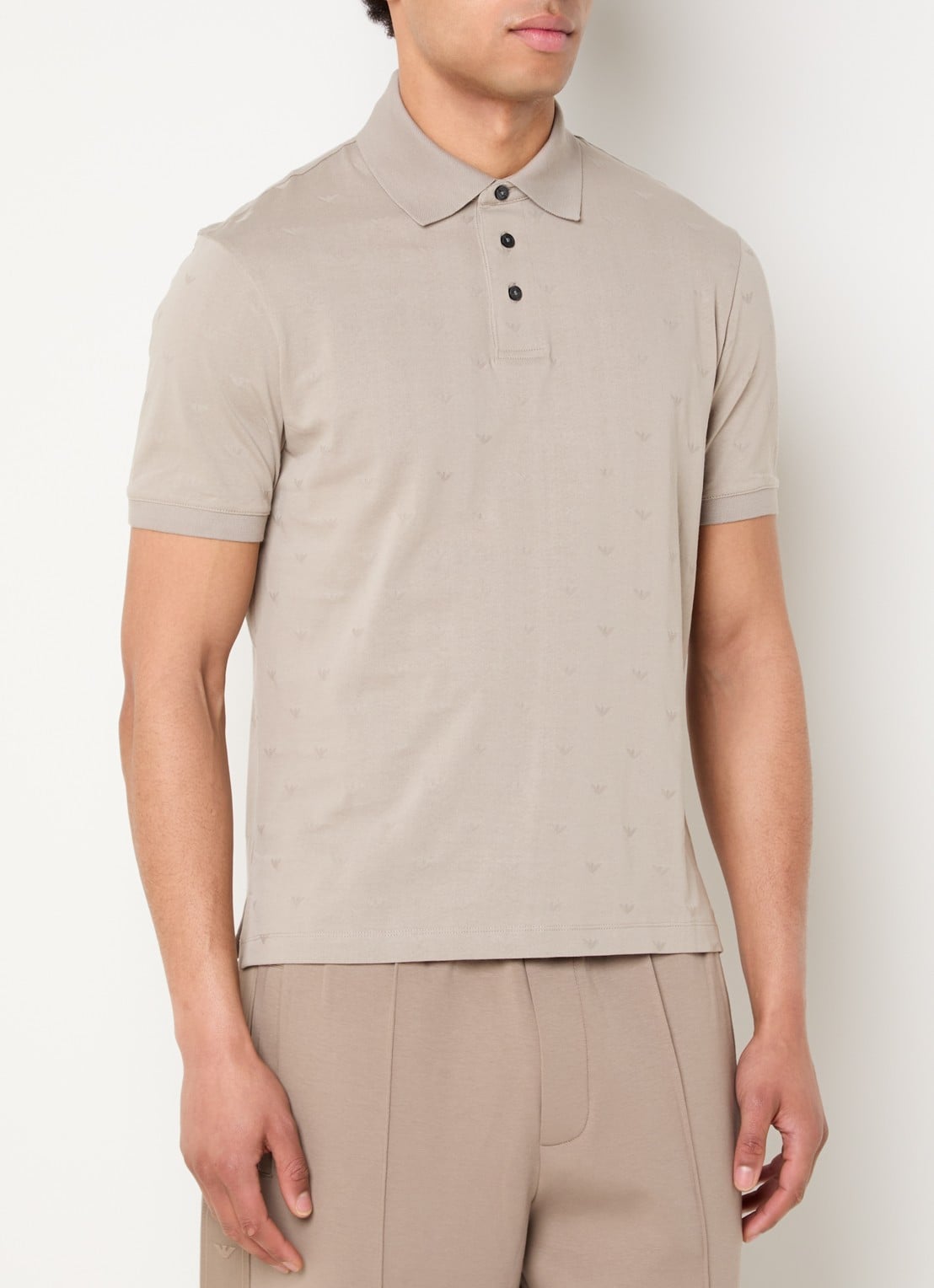 Armani Regular fit polo met logo - detail 4 beige
