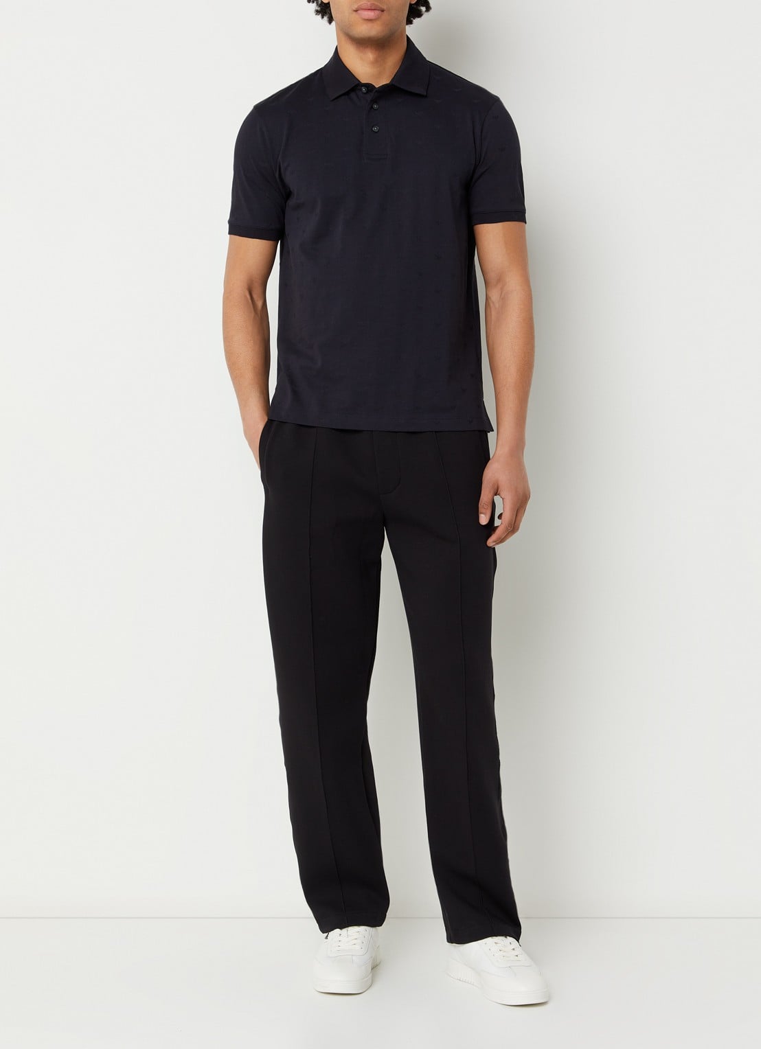 Armani Regular fit polo met logo - voorkant 4 donkerblauw