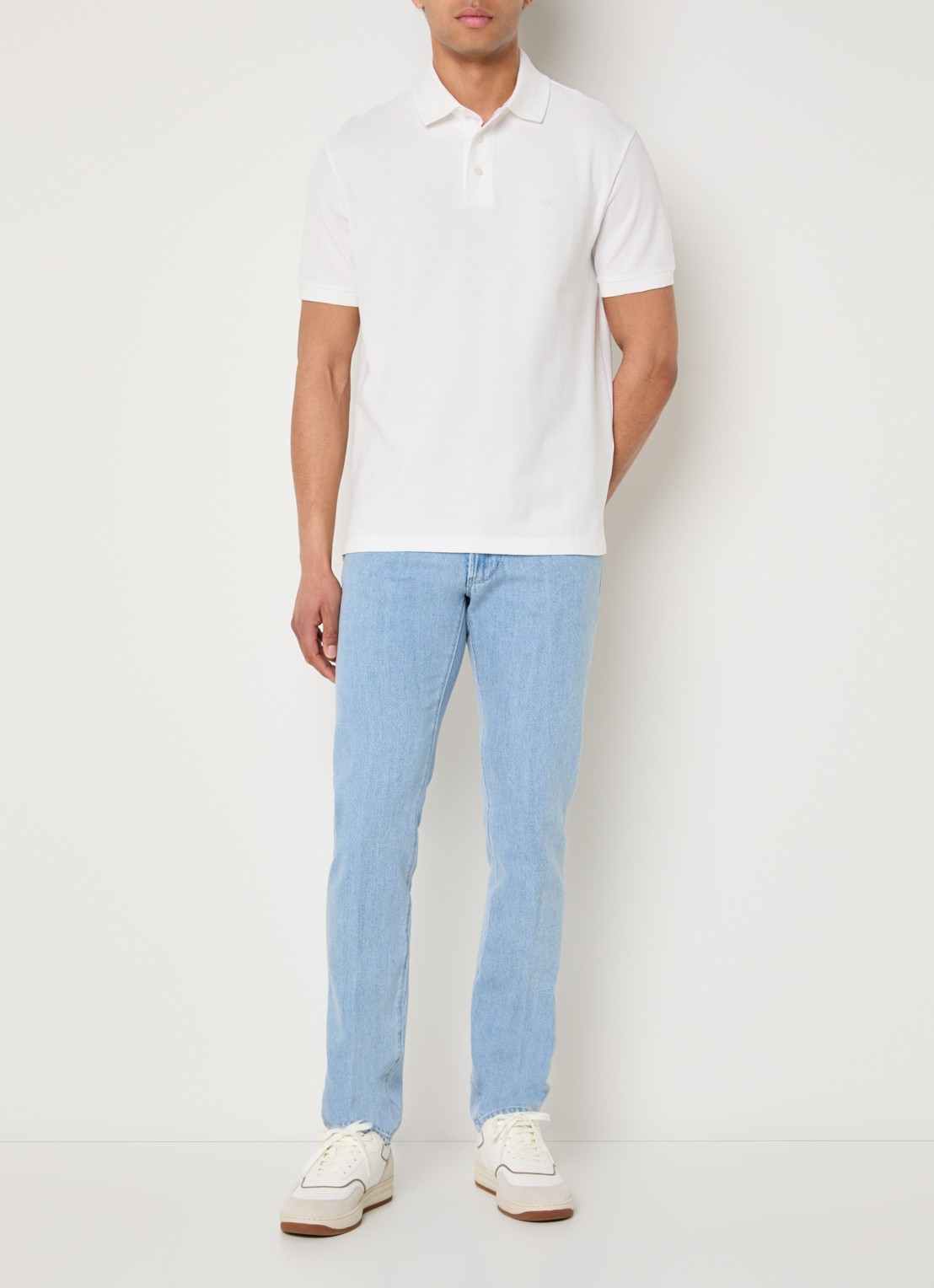 Armani Regular fit polo met logo - voorkant 2 gebroken wit