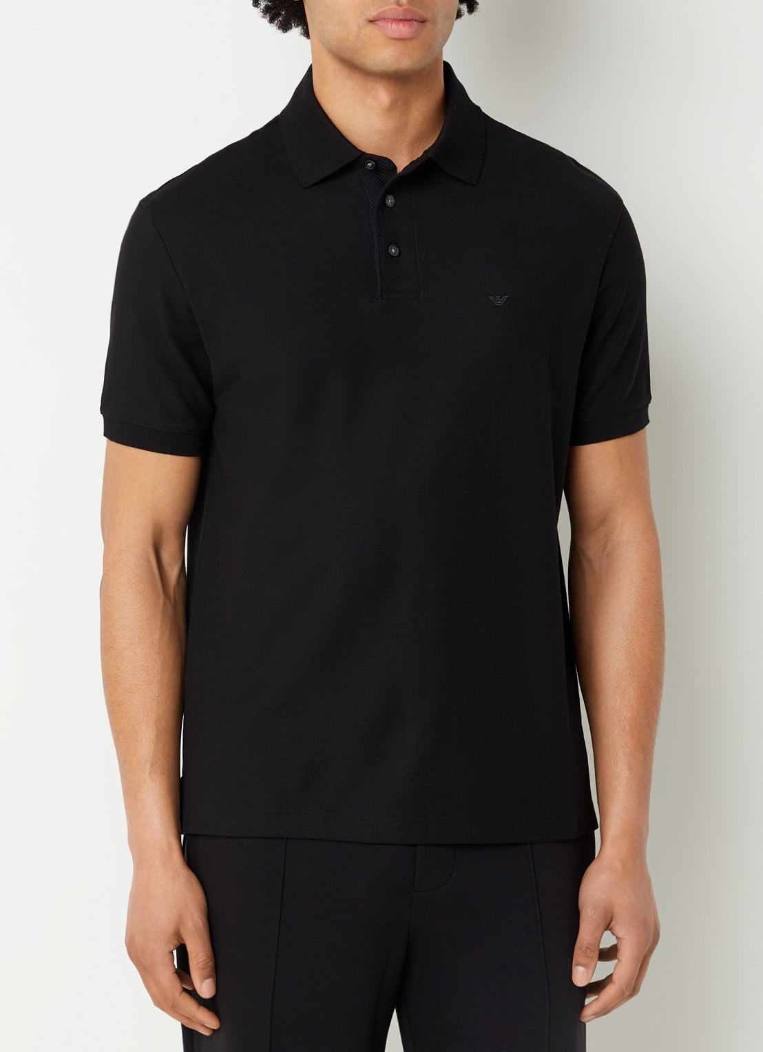 Armani Regular fit polo met logo - detail 3 zwart