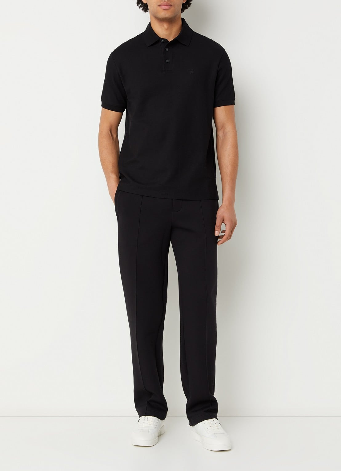 Armani Regular fit polo met logo - voorkant 2 zwart