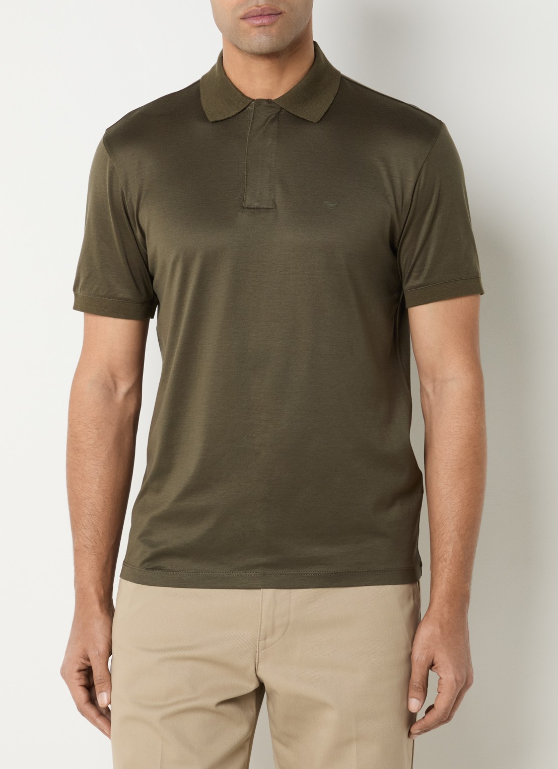 Armani Regular fit polo met logo - detail 2 bronsgroen