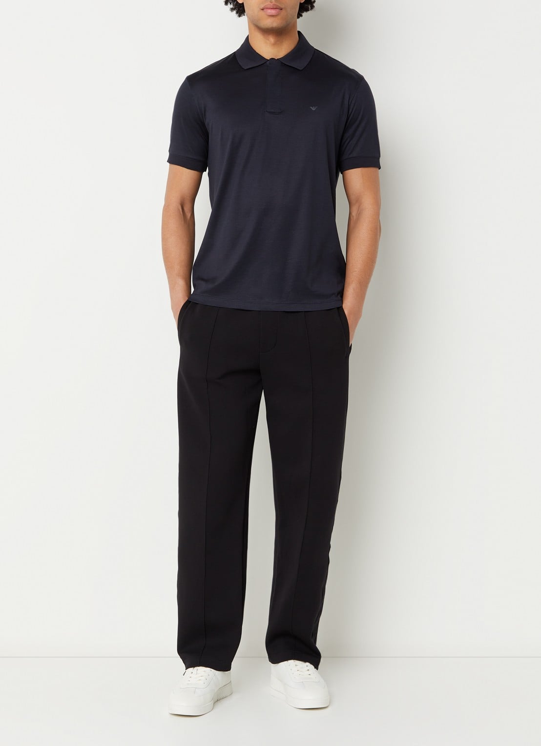 Armani Regular fit polo met logo - voorkant 2 donkerblauw