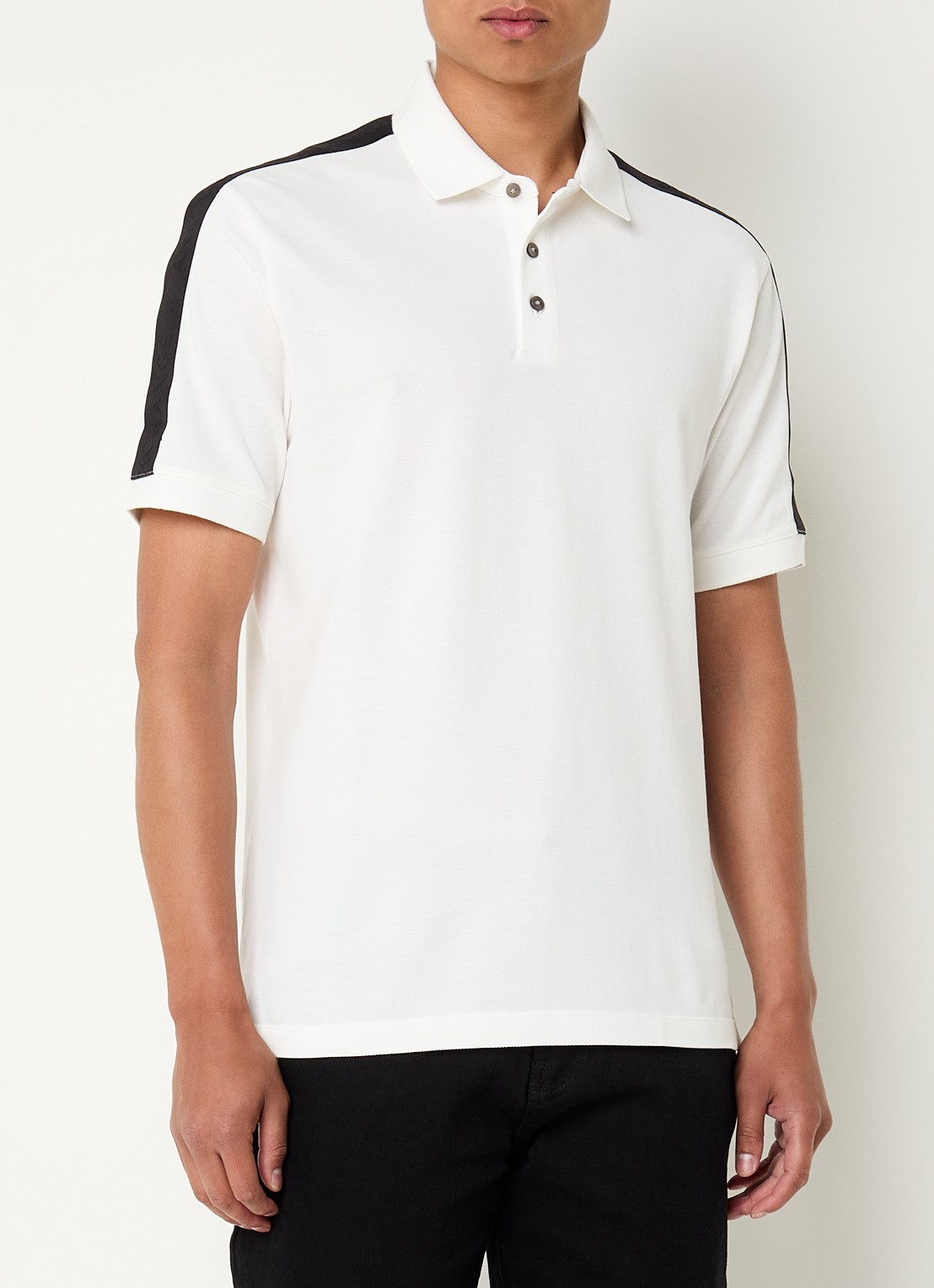 Armani Regular fit polo met logoband - detail 4 gebroken wit