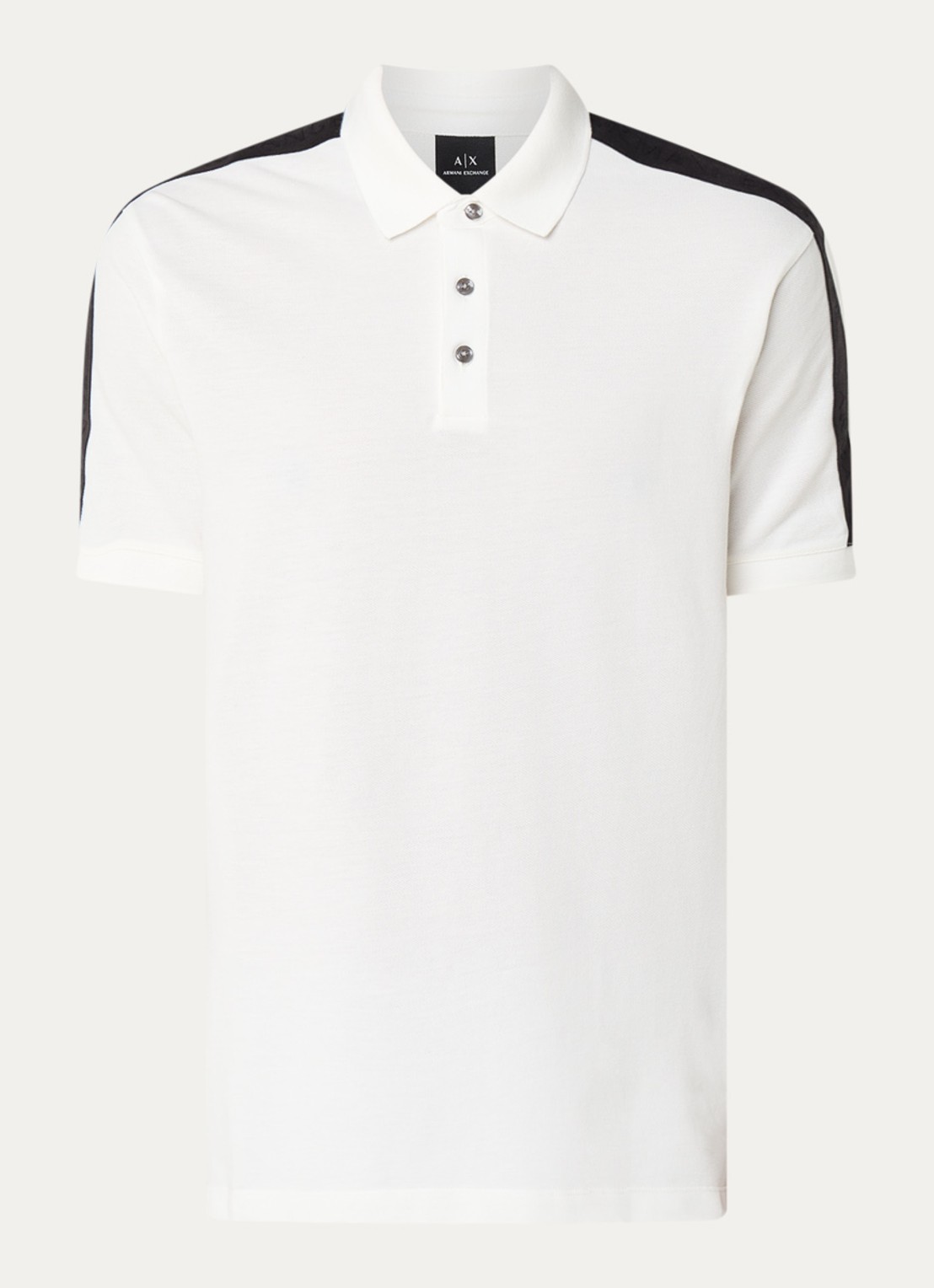 Armani Regular fit polo met logoband - voorkant 2 gebroken wit