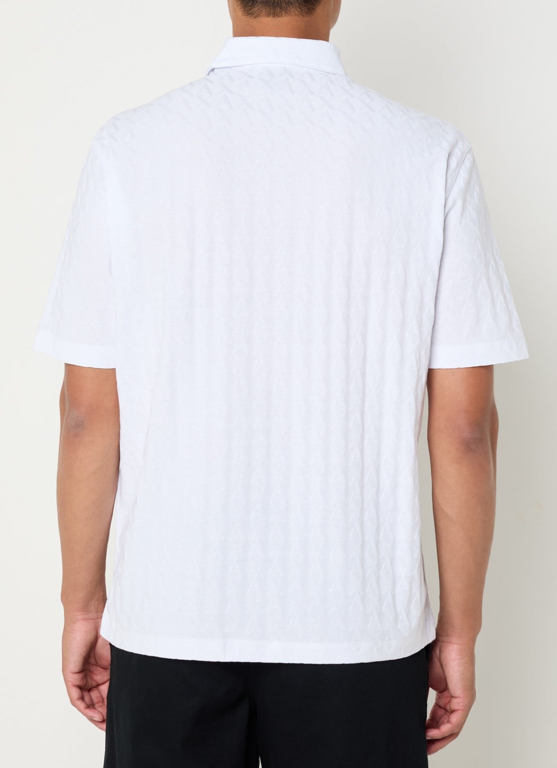 Armani Regular fit polo met logoborduring - achterkant gebroken wit