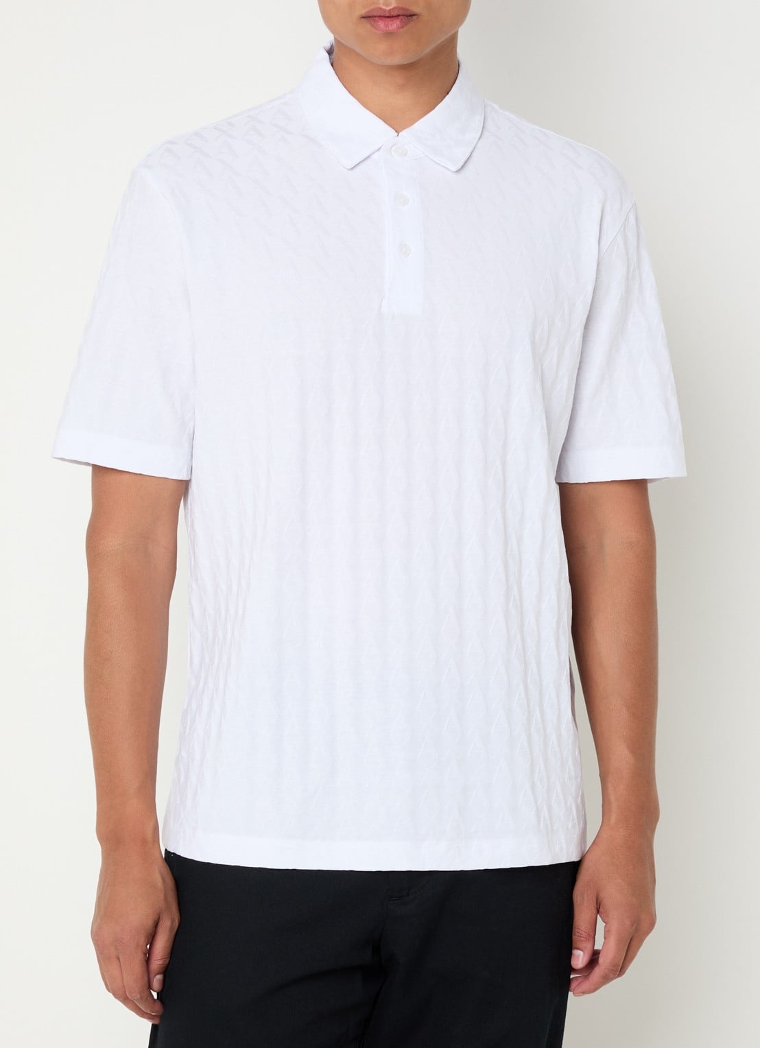 Armani Regular fit polo met logoborduring - detail 4 gebroken wit