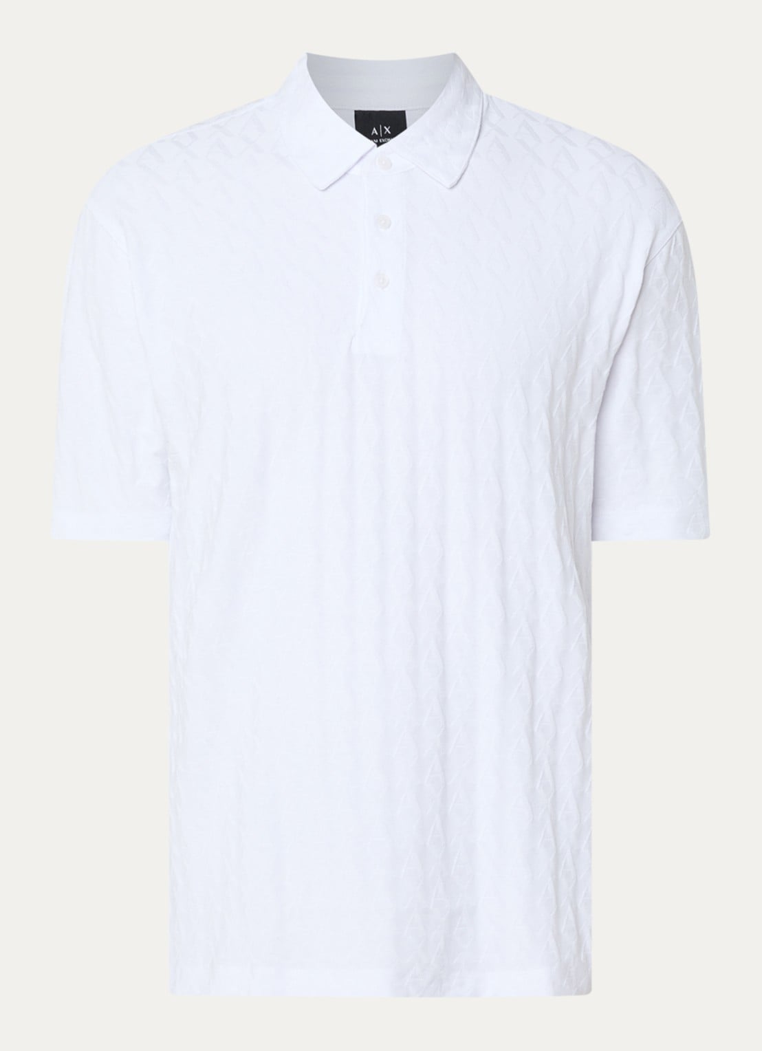 Armani Regular fit polo met logoborduring - voorkant 2 gebroken wit