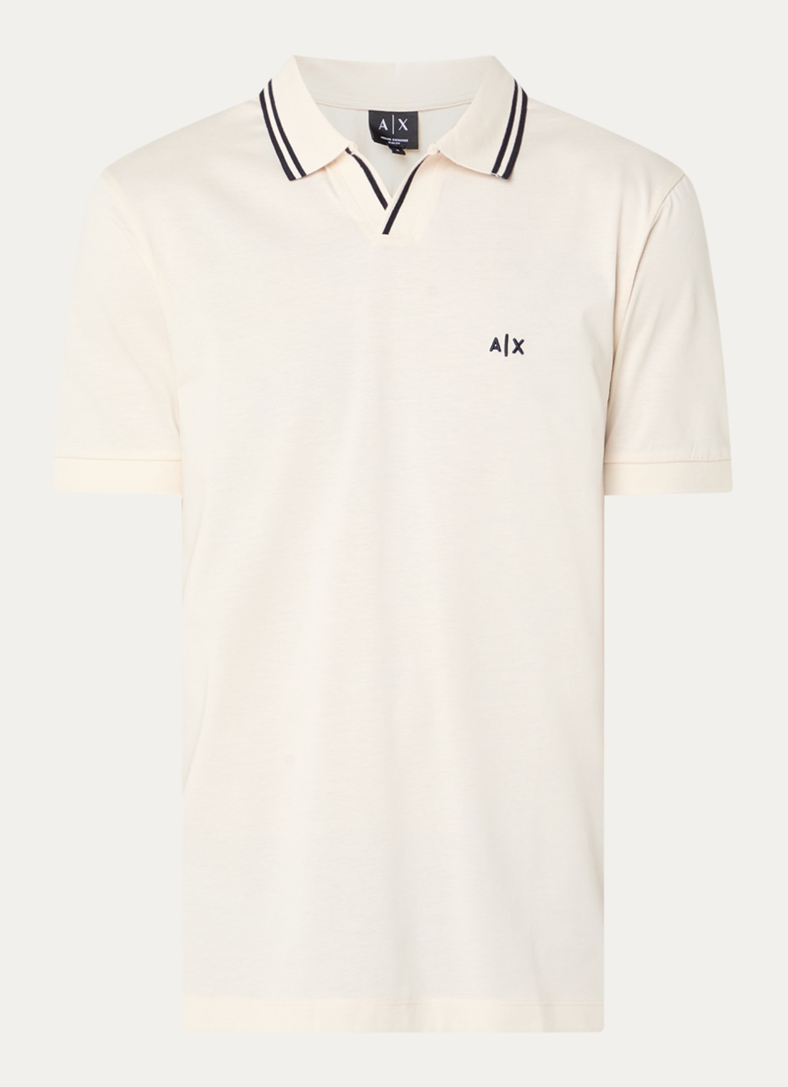 Armani Regular fit polo met logoborduring - voorkant 2 creme
