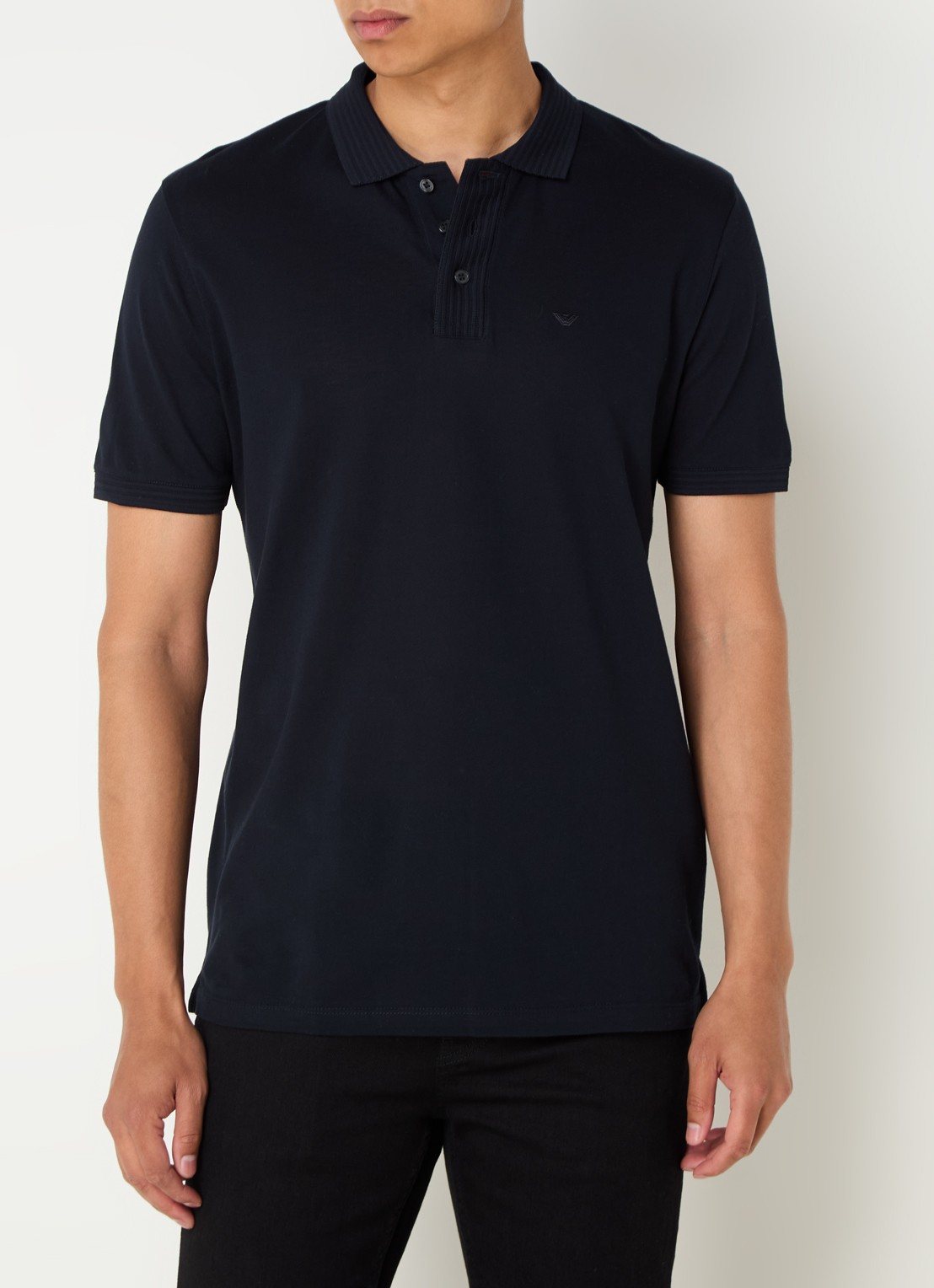 Armani Regular fit polo met logoborduring - detail blauw