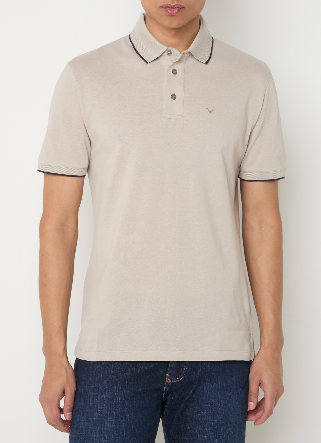 Armani Regular fit polo met logoborduring - detail 2 beige