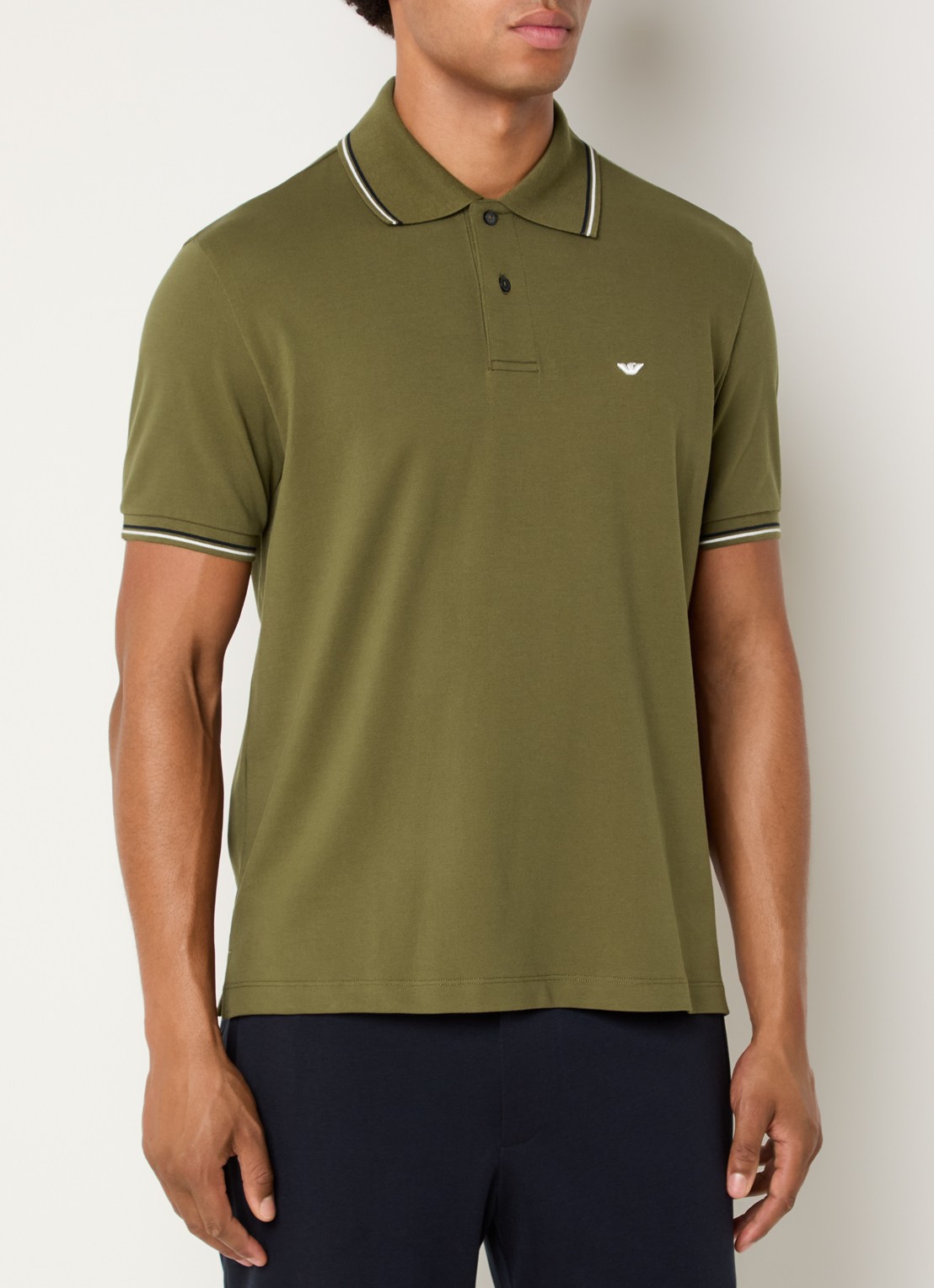 Armani Regular fit polo met logoborduring - detail 4 bronsgroen