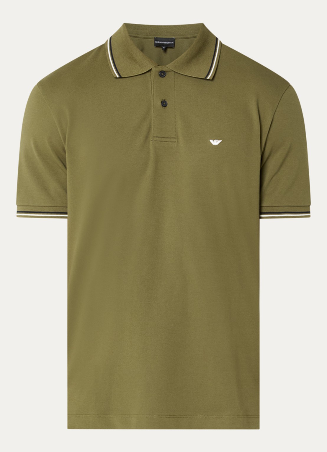 Armani Regular fit polo met logoborduring - voorkant 2 bronsgroen