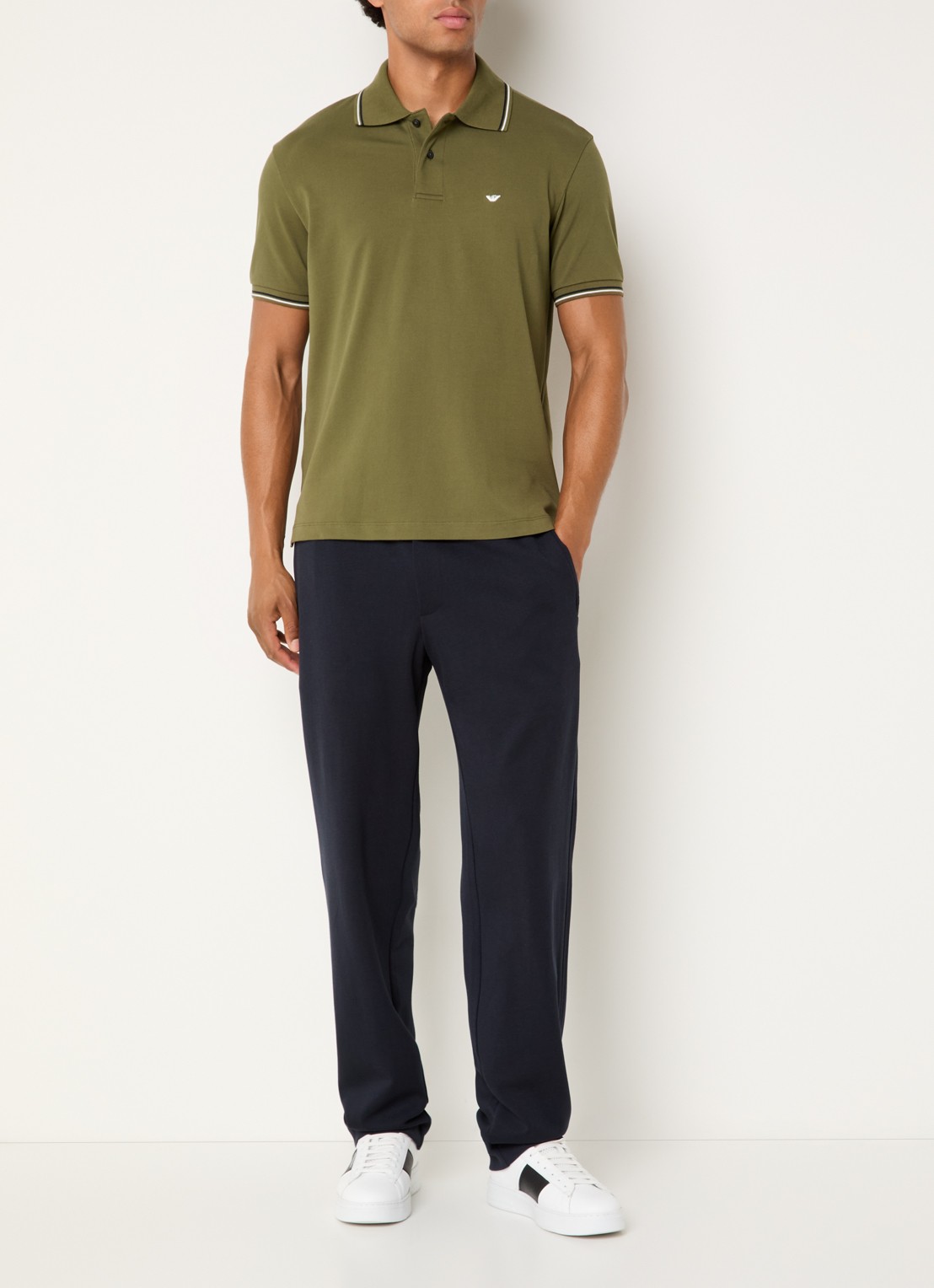 Armani Regular fit polo met logoborduring - voorkant 3 bronsgroen