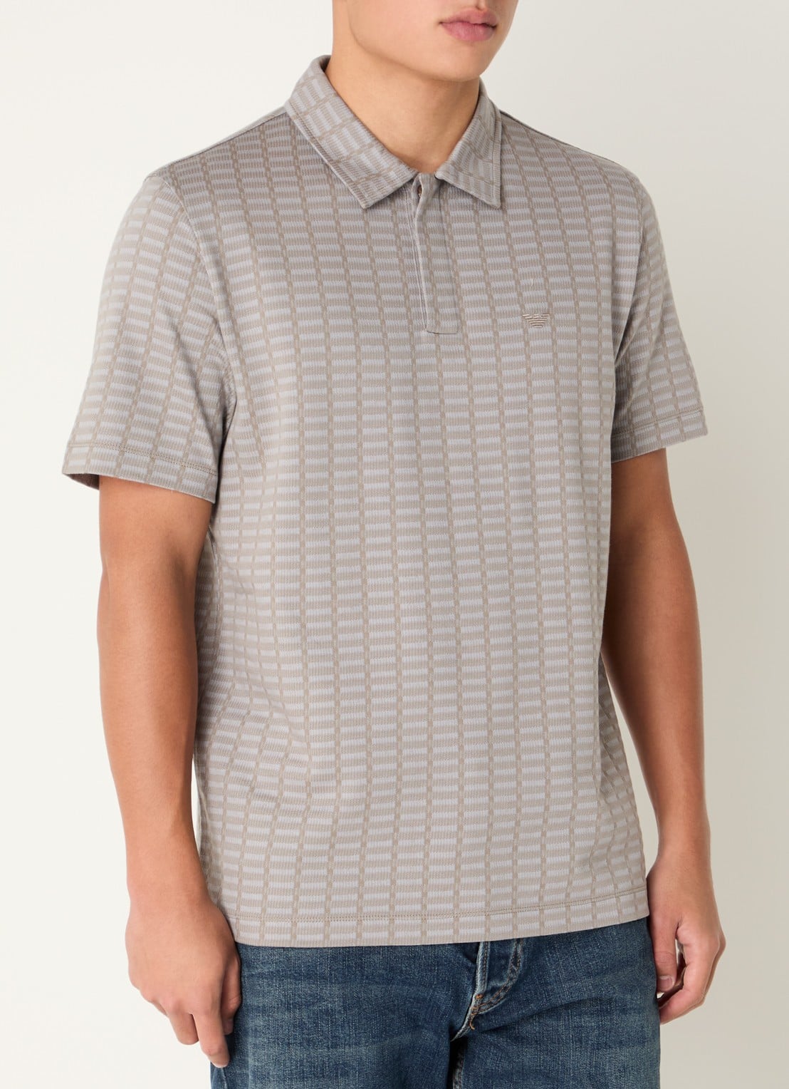 Armani Regular fit polo met logoborduring - detail 4 donkerbeige