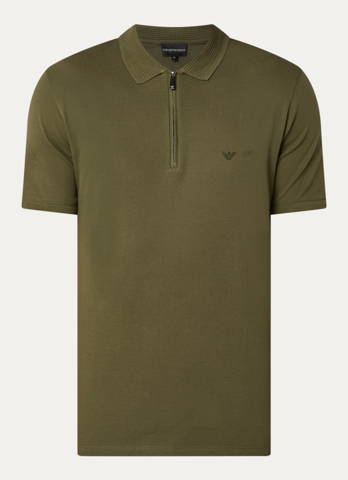 Armani Regular fit polo met logoborduring - voorkant bronsgroen