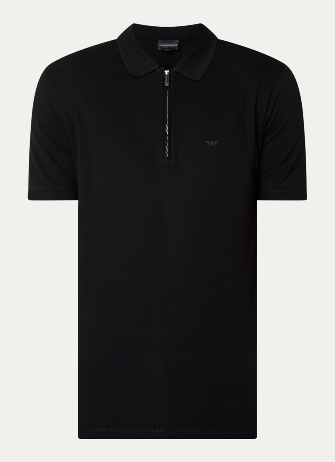 Armani Regular fit polo met logoborduring - voorkant 3 zwart