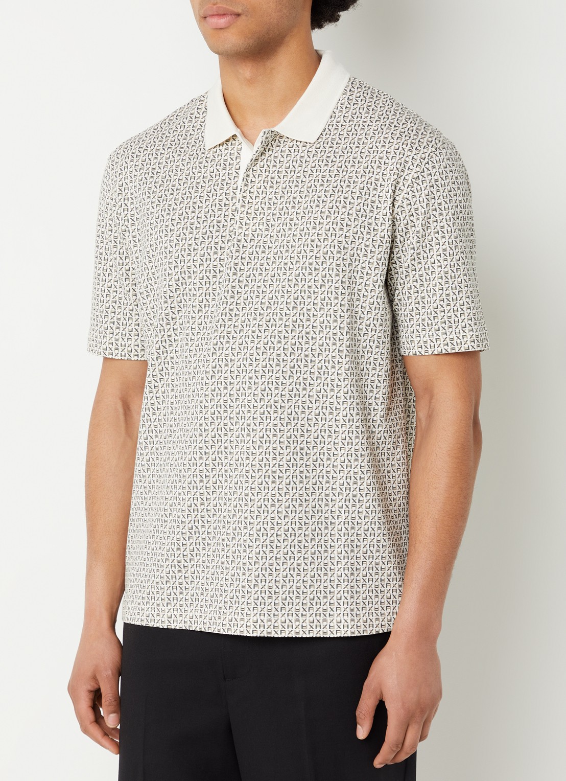 Armani Regular fit polo met logoprint - detail 3 ivoor
