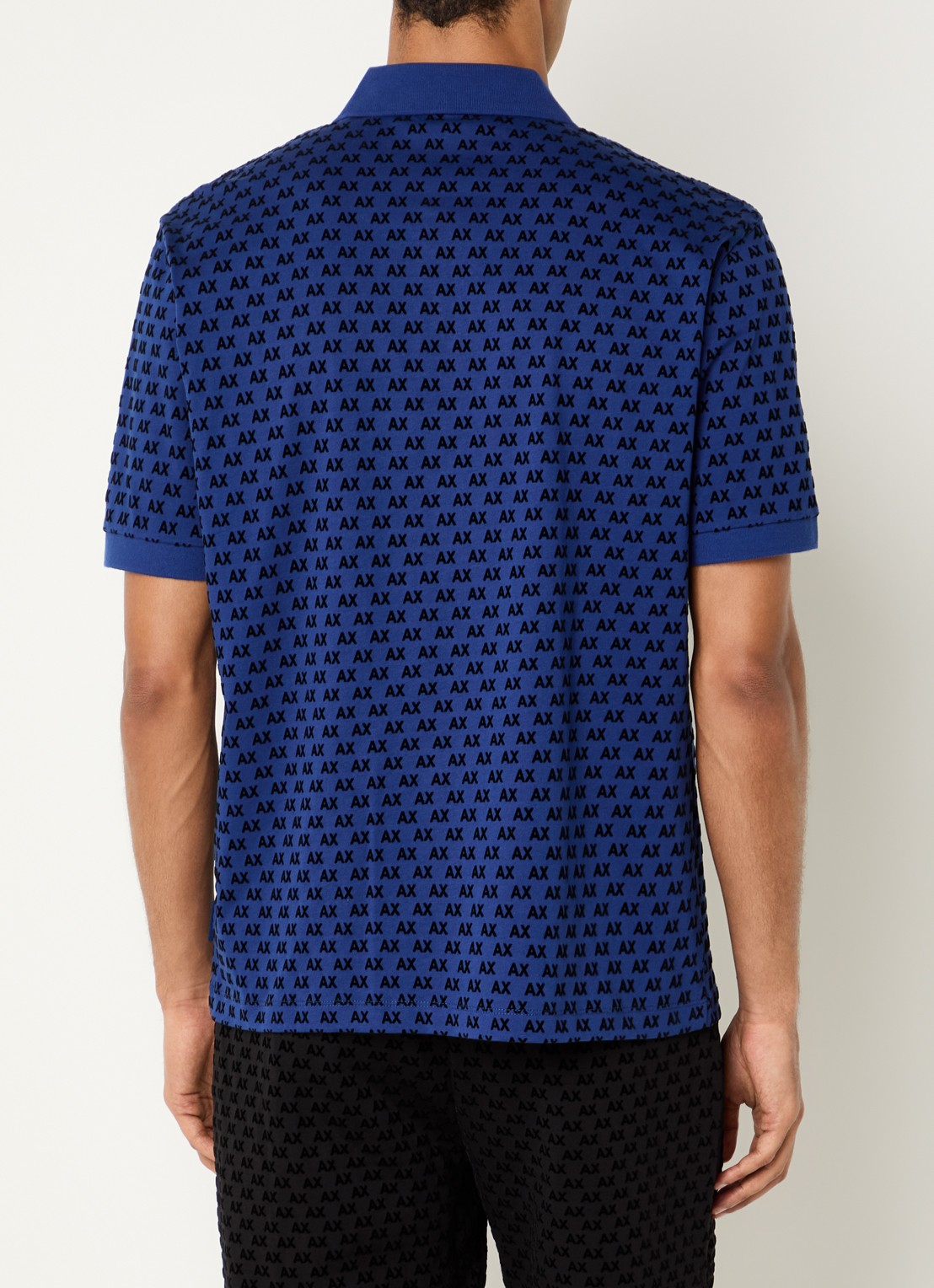 Armani Regular fit polo met logoprint - achterkant 3 kobaltblauw