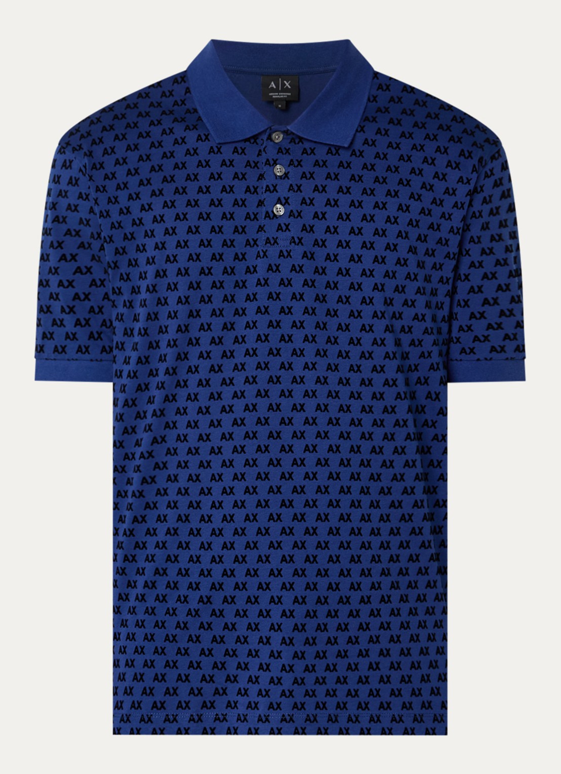 Armani Regular fit polo met logoprint - voorkant kobaltblauw