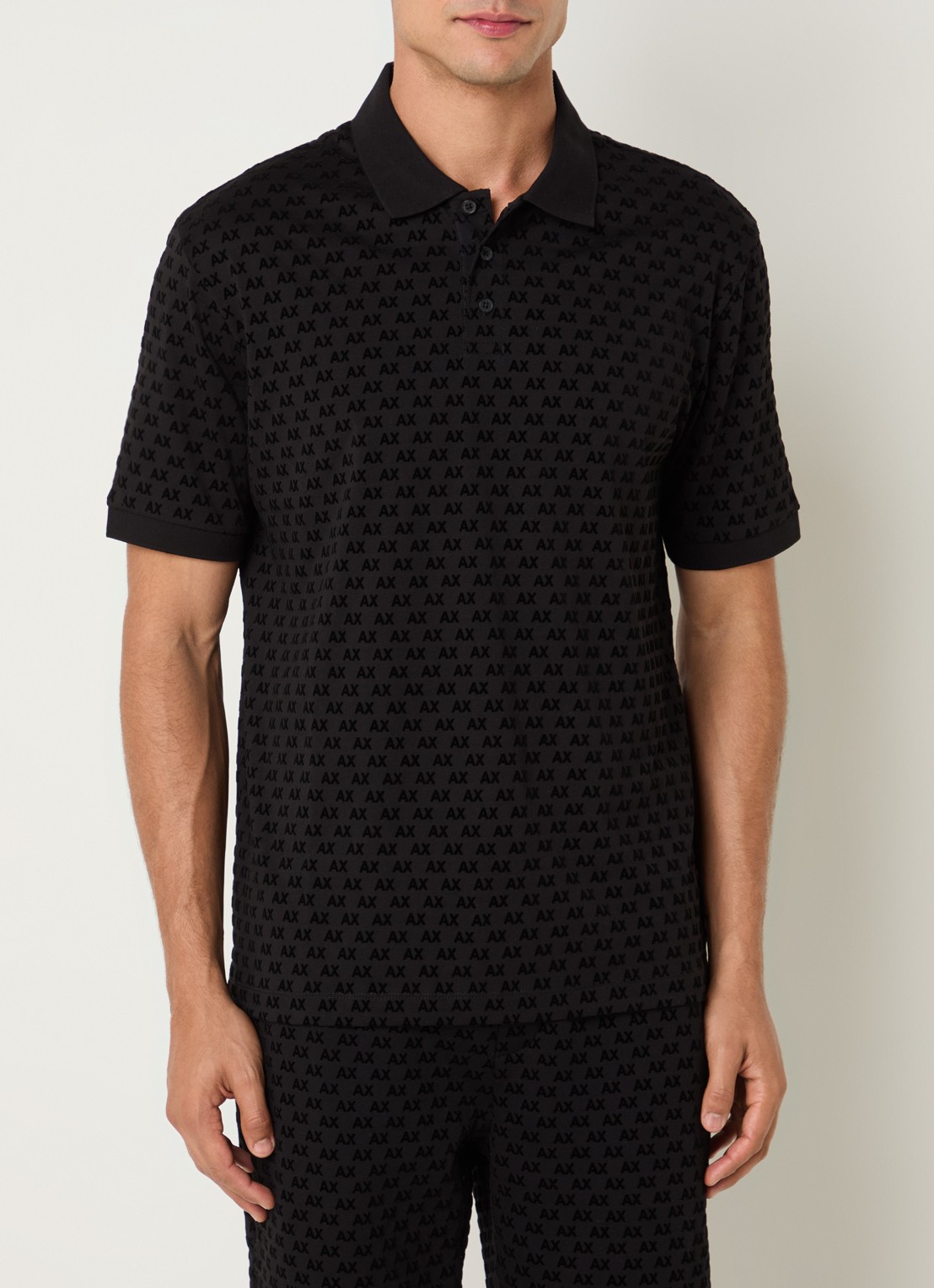 Armani Regular fit polo met logoprint - detail zwart