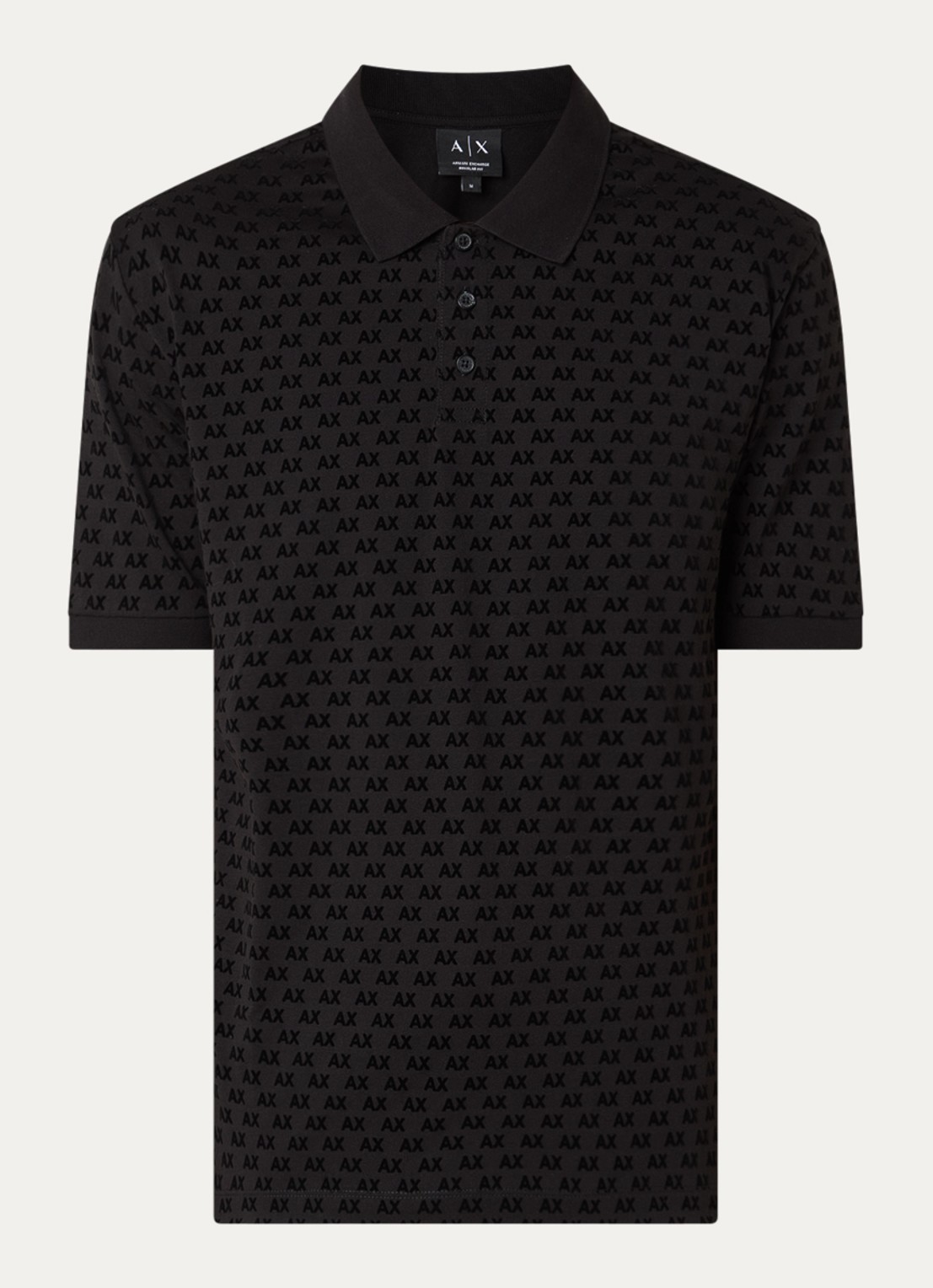 Armani Regular fit polo met logoprint - voorkant 3 zwart