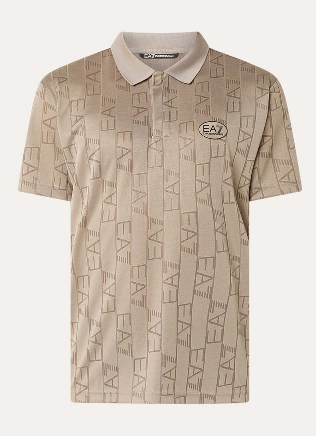 Armani Regular fit polo met logoprint - voorkant donkerbeige