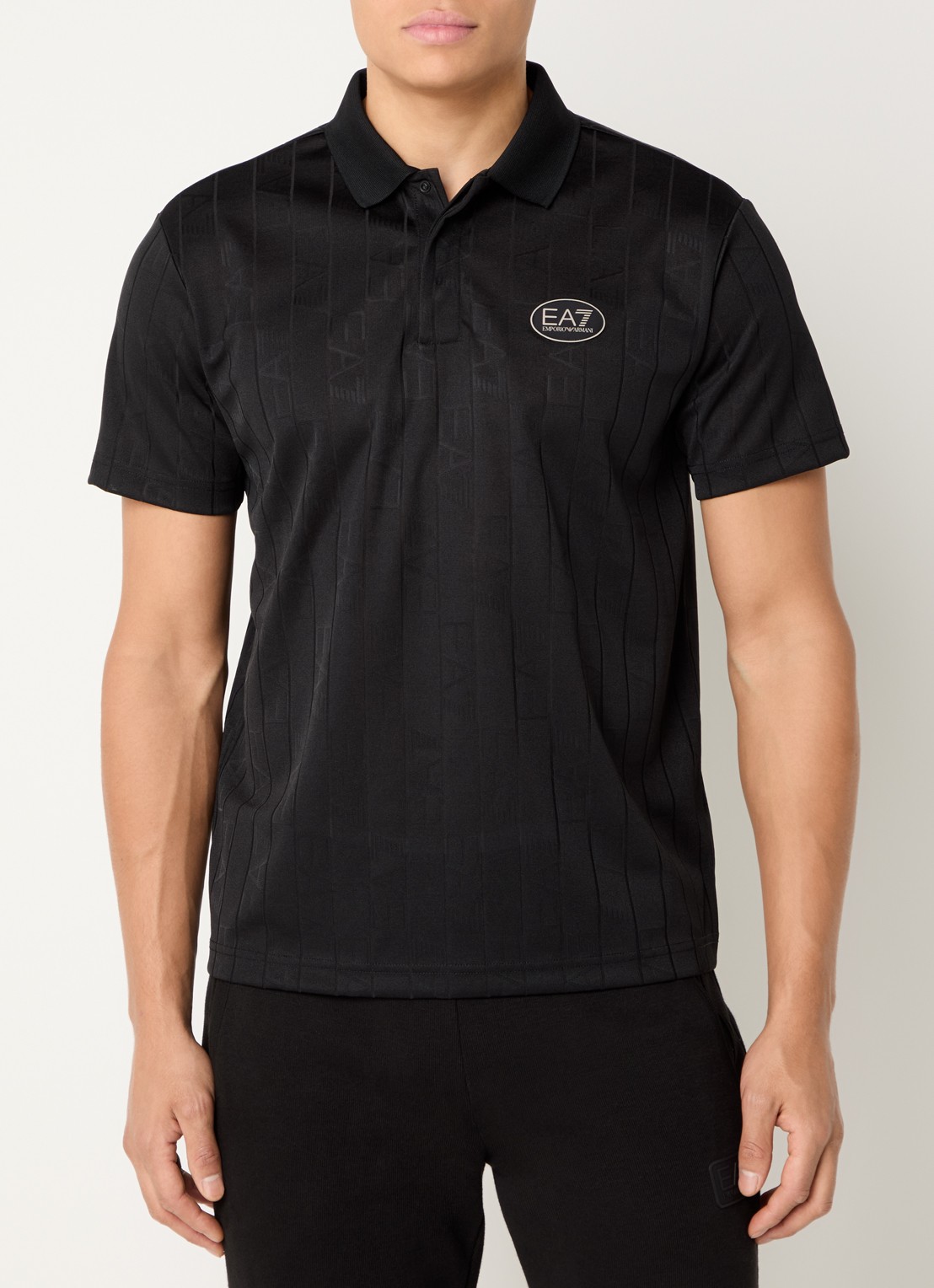 Armani Regular fit polo met logoprint - detail 4 fancy black logo / zwart