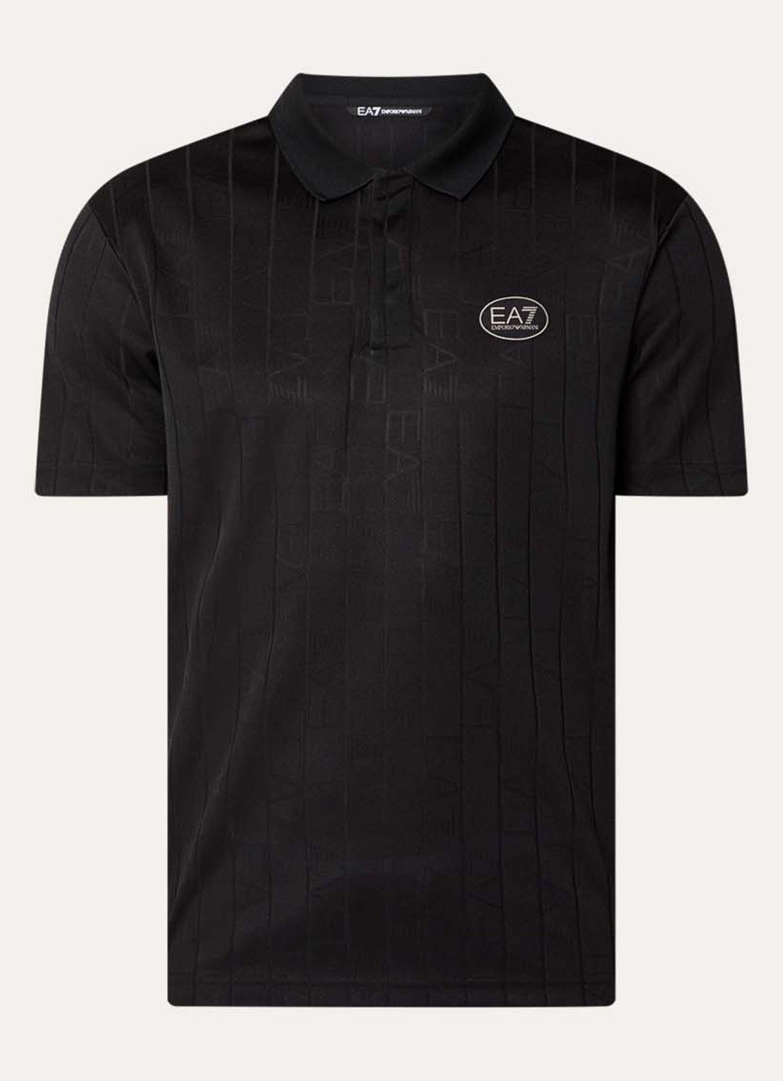 Armani Regular fit polo met logoprint - voorkant 2 fancy black logo / zwart