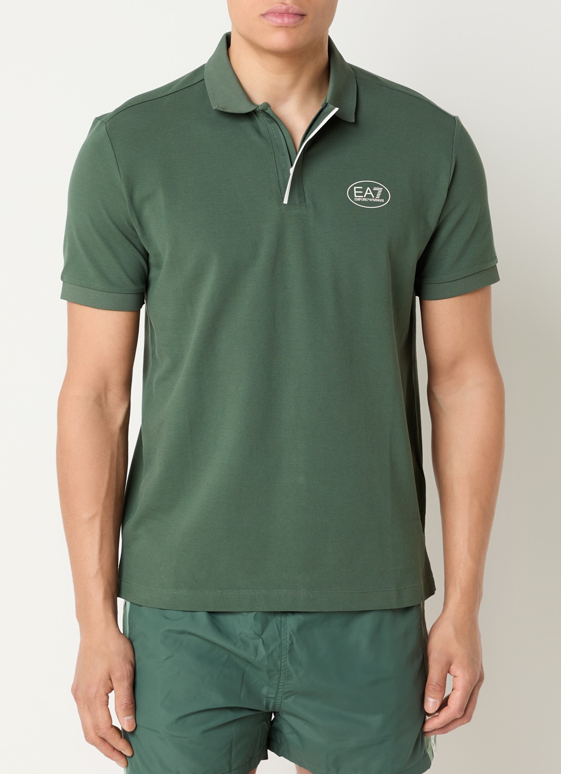 Armani Regular fit polo met logoprint - detail 4 donkergroen