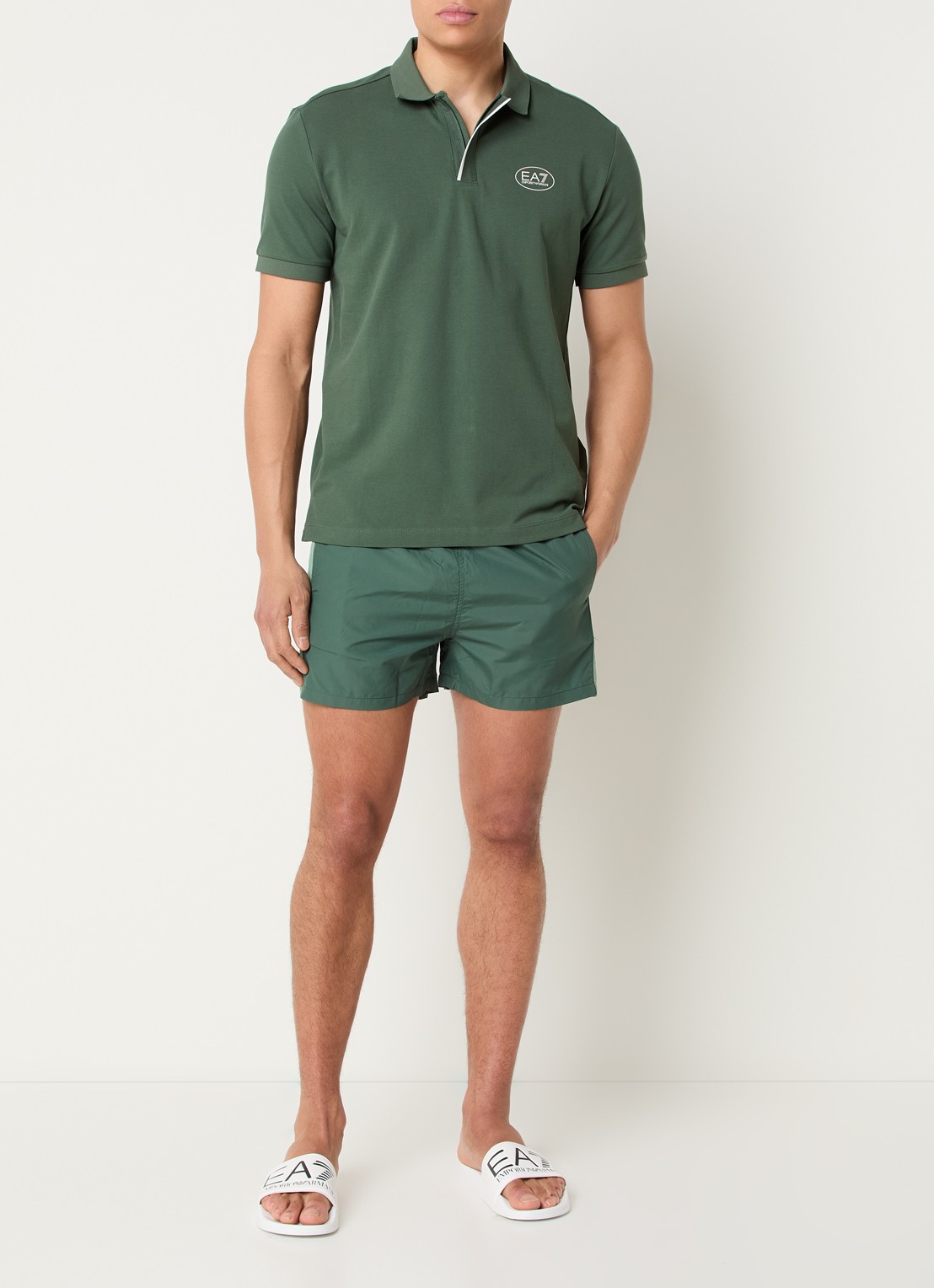 Armani Regular fit polo met logoprint - voorkant 3 donkergroen