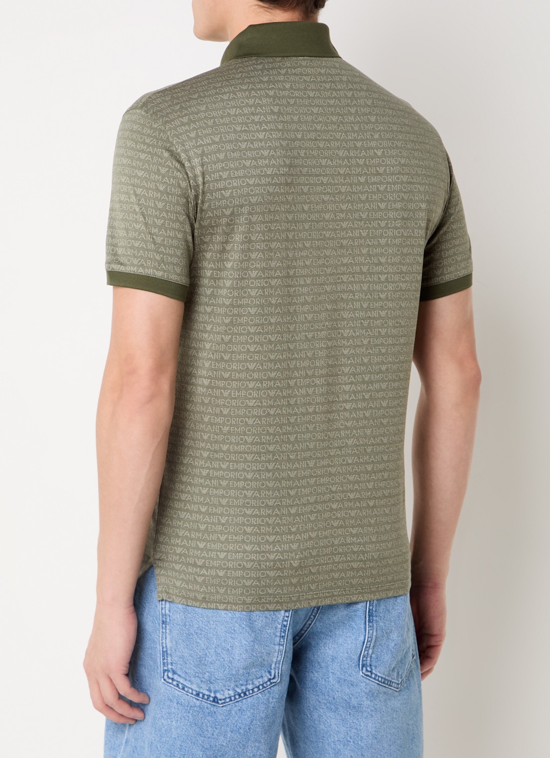 Armani Regular fit polo met logoprint - achterkant olijfgroen
