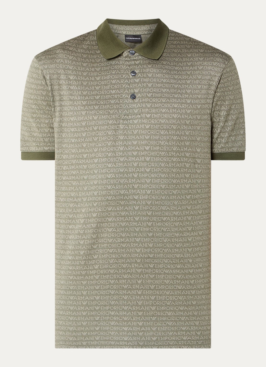 Armani Regular fit polo met logoprint - voorkant 2 olijfgroen