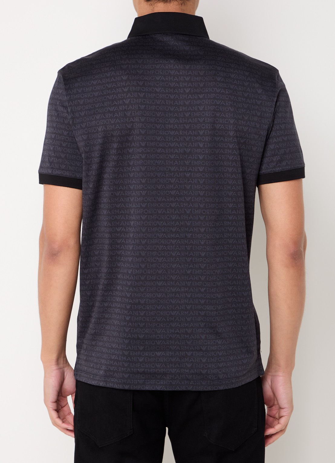 Armani Regular fit polo met logoprint - achterkant donkerblauw
