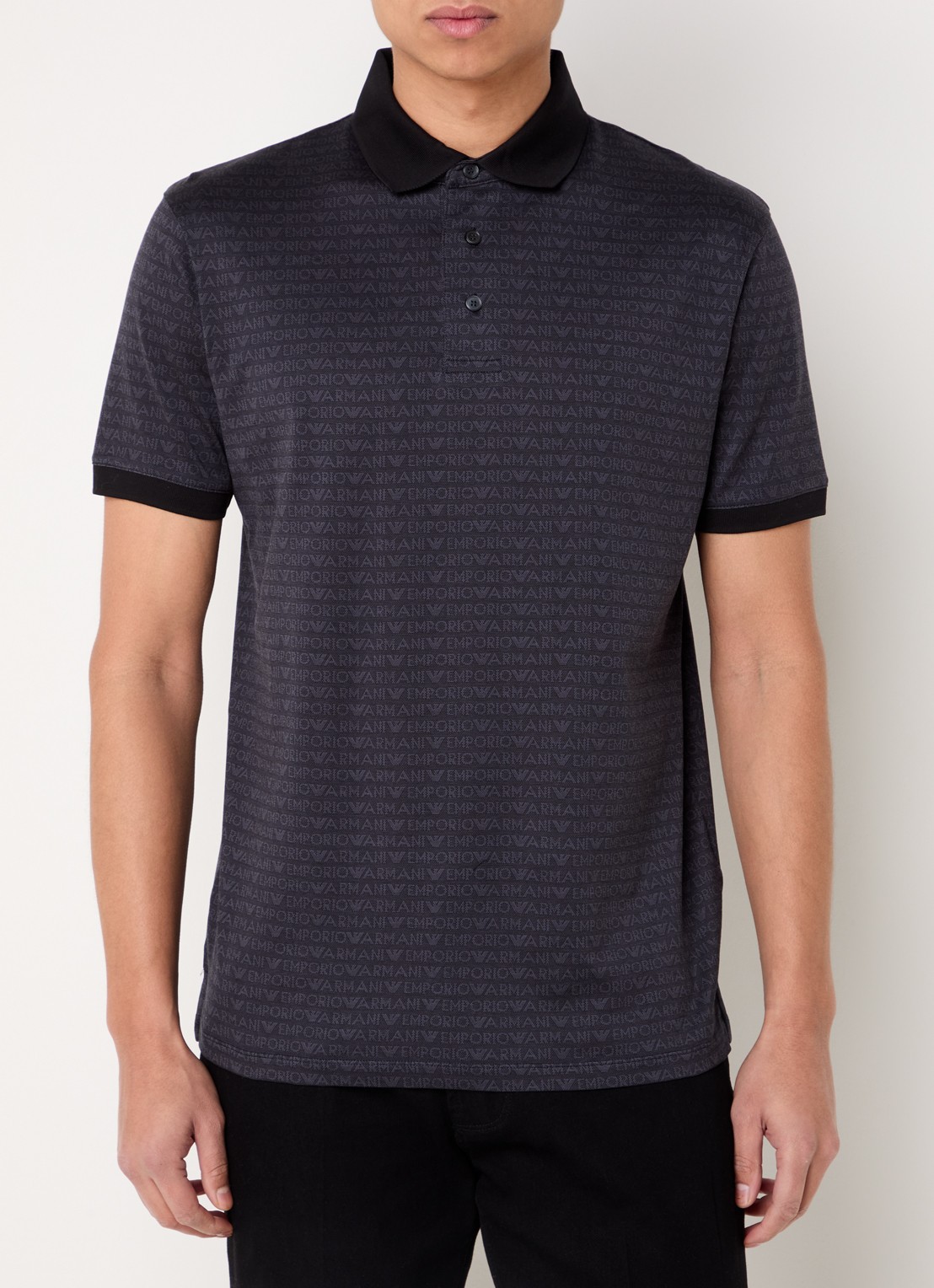 Armani Regular fit polo met logoprint - detail 2 donkerblauw