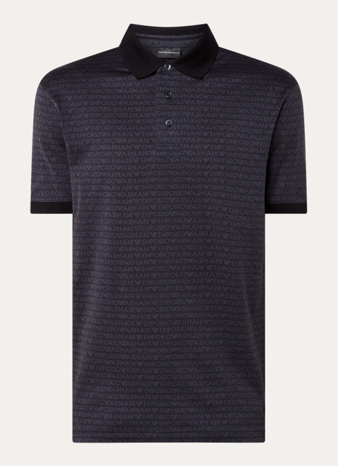 Armani Regular fit polo met logoprint - voorkant 4 donkerblauw