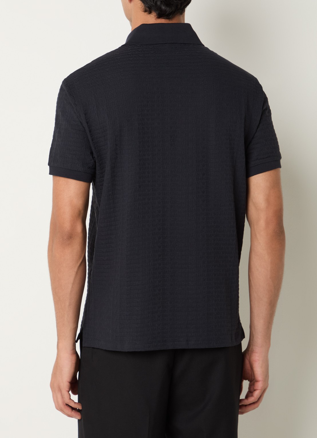 Armani Regular fit polo met logoprint - achterkant donkerblauw