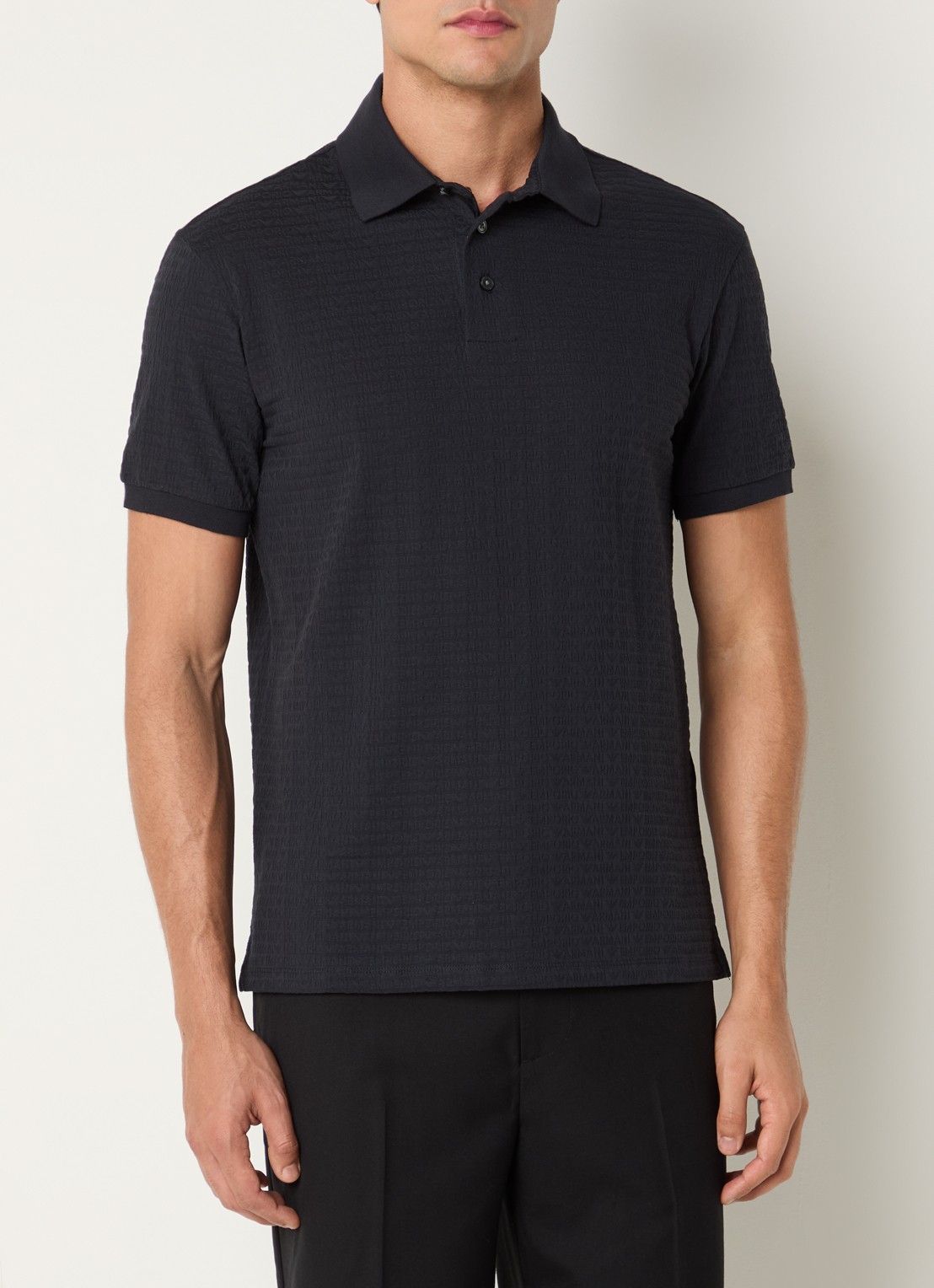 Armani Regular fit polo met logoprint - detail 4 donkerblauw