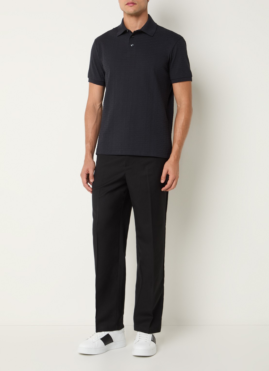 Armani Regular fit polo met logoprint - voorkant 3 donkerblauw