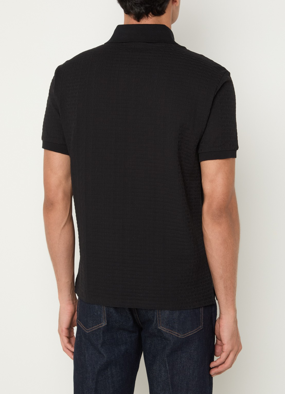 Armani Regular fit polo met logoprint - achterkant 2 zwart